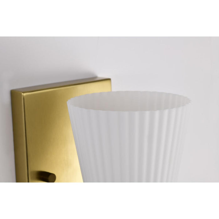 SATCO/NUVO Royale 1 Light Vanity Burnished Brass Finish Ribbed White Glass (60-8721)