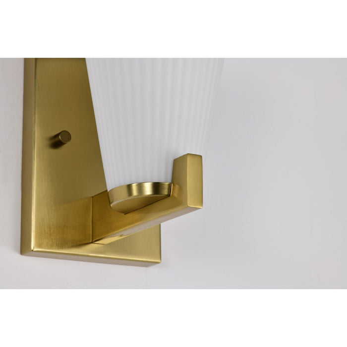 SATCO/NUVO Royale 1 Light Vanity Burnished Brass Finish Ribbed White Glass (60-8721)
