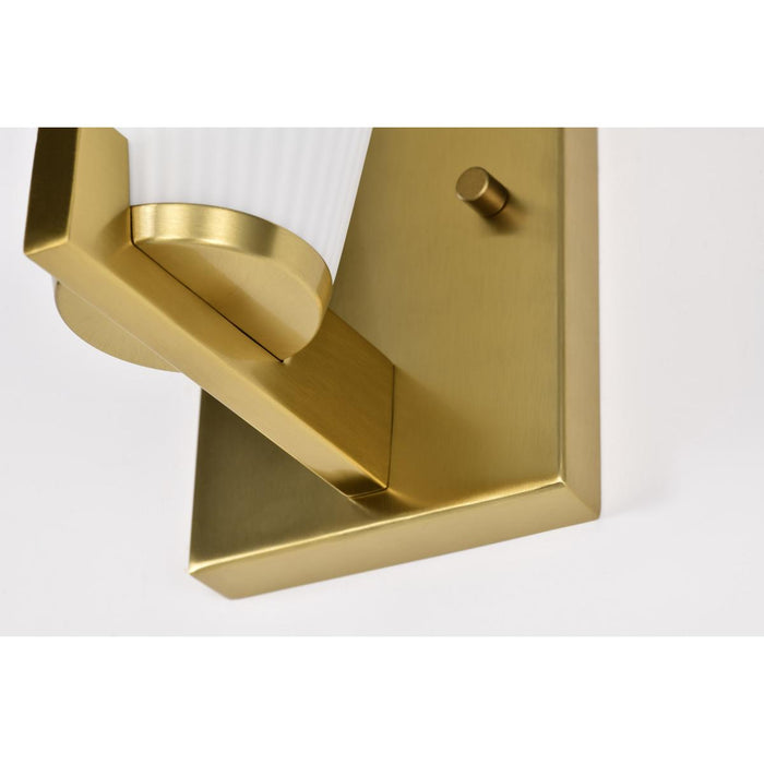 SATCO/NUVO Royale 1 Light Vanity Burnished Brass Finish Ribbed White Glass (60-8721)