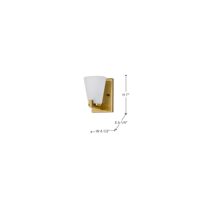 SATCO/NUVO Royale 1 Light Vanity Burnished Brass Finish Ribbed White Glass (60-8721)