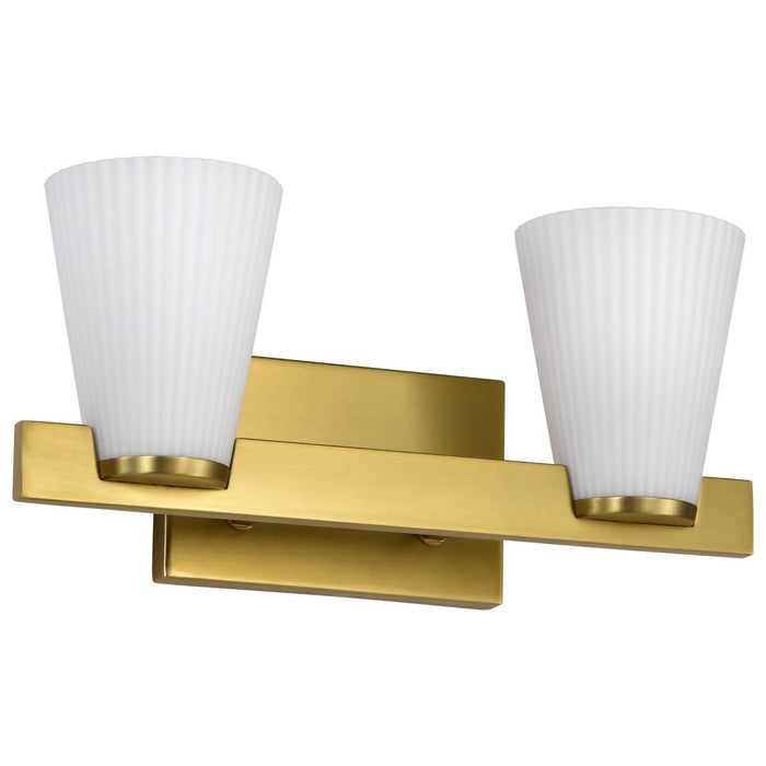 SATCO/NUVO Royale 2 Light Vanity Burnished Brass Finish Ribbed White Glass (60-8722)
