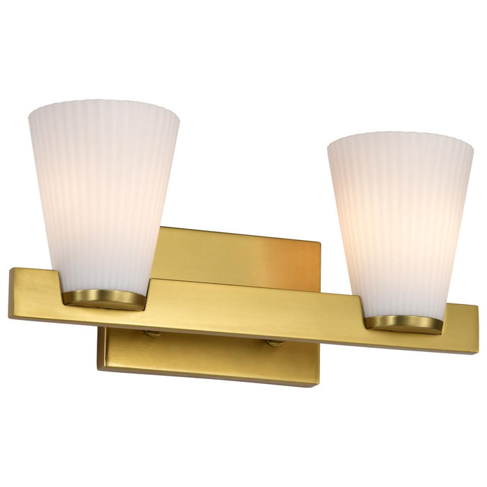 SATCO/NUVO Royale 2 Light Vanity Burnished Brass Finish Ribbed White Glass (60-8722)