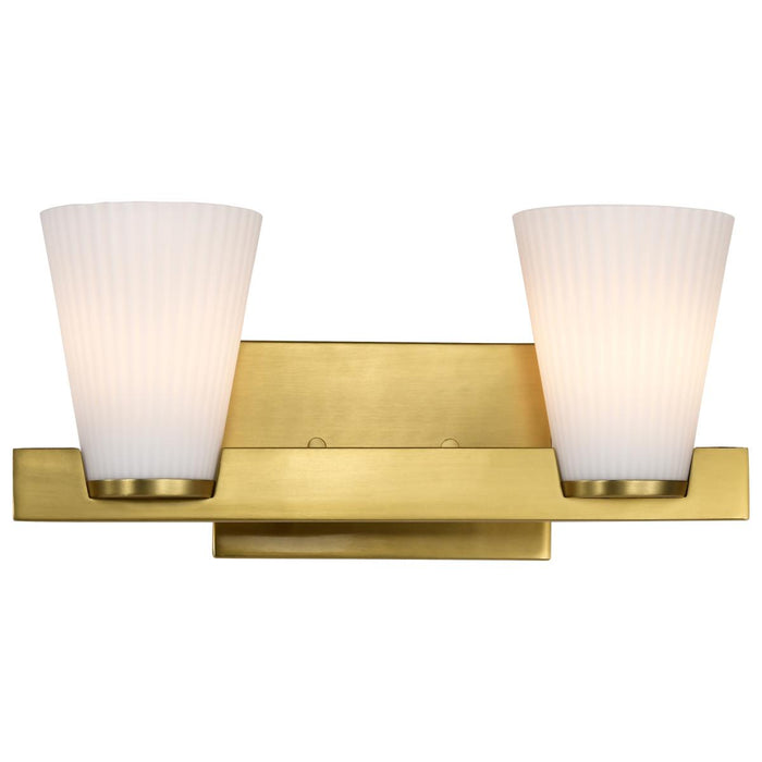 SATCO/NUVO Royale 2 Light Vanity Burnished Brass Finish Ribbed White Glass (60-8722)