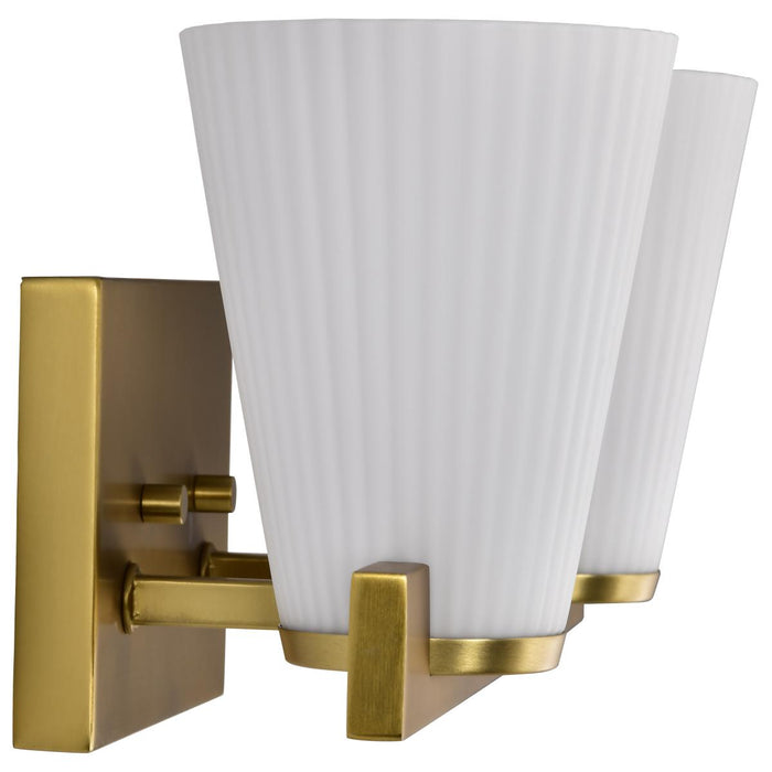 SATCO/NUVO Royale 2 Light Vanity Burnished Brass Finish Ribbed White Glass (60-8722)