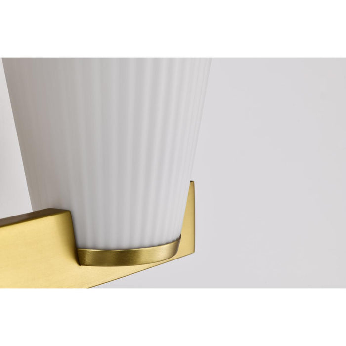 SATCO/NUVO Royale 2 Light Vanity Burnished Brass Finish Ribbed White Glass (60-8722)