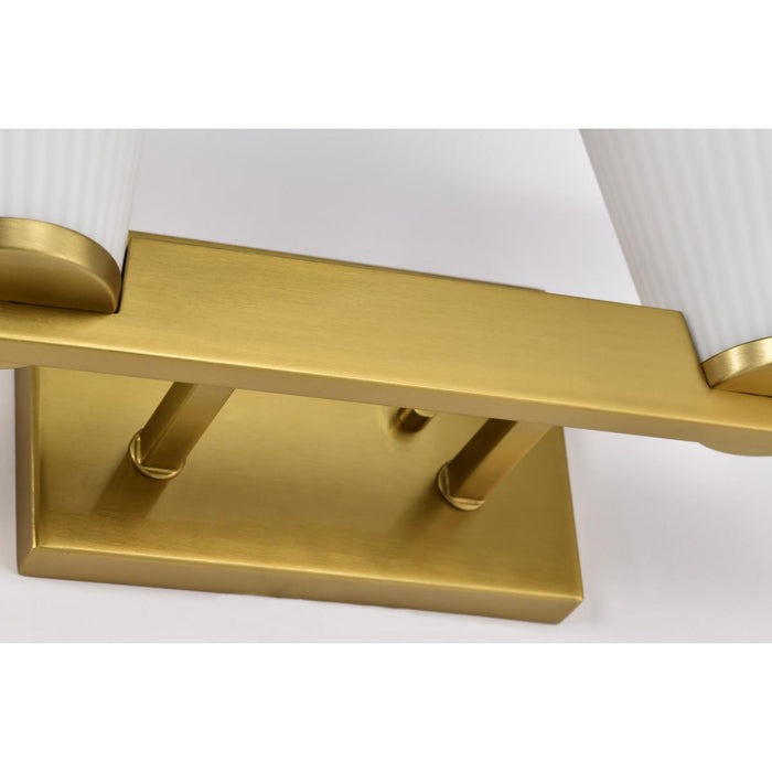 SATCO/NUVO Royale 2 Light Vanity Burnished Brass Finish Ribbed White Glass (60-8722)