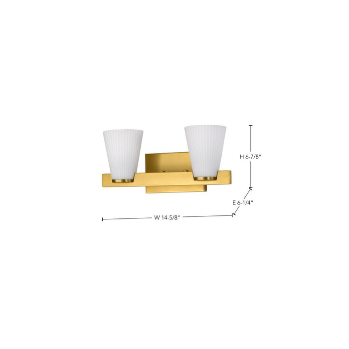SATCO/NUVO Royale 2 Light Vanity Burnished Brass Finish Ribbed White Glass (60-8722)