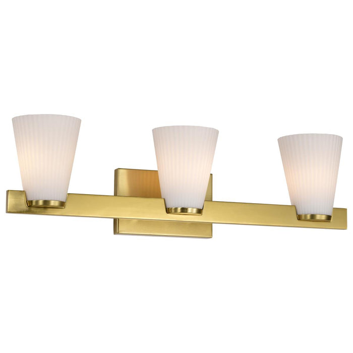 SATCO/NUVO Royale 3 Light Vanity Burnished Brass Finish Ribbed White Glass (60-8723)