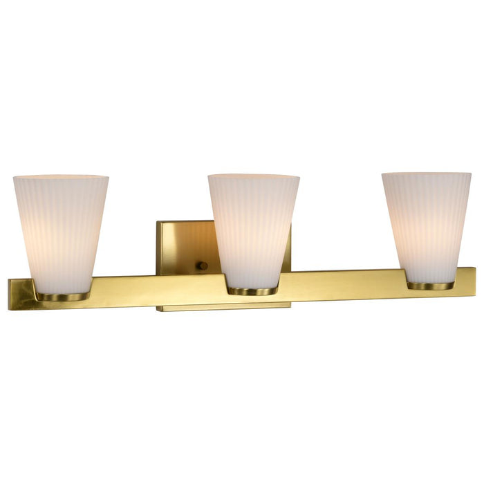 SATCO/NUVO Royale 3 Light Vanity Burnished Brass Finish Ribbed White Glass (60-8723)