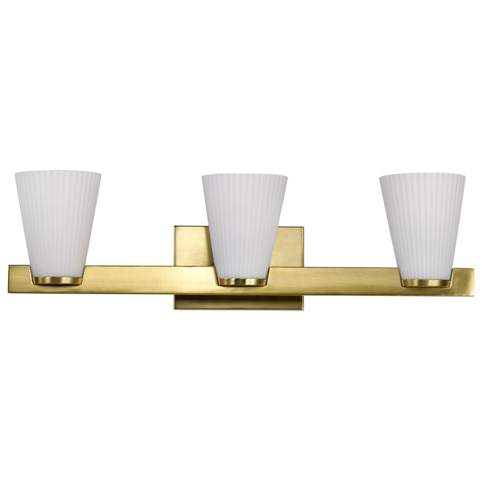SATCO/NUVO Royale 3 Light Vanity Burnished Brass Finish Ribbed White Glass (60-8723)