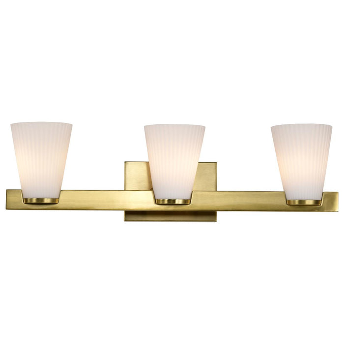SATCO/NUVO Royale 3 Light Vanity Burnished Brass Finish Ribbed White Glass (60-8723)