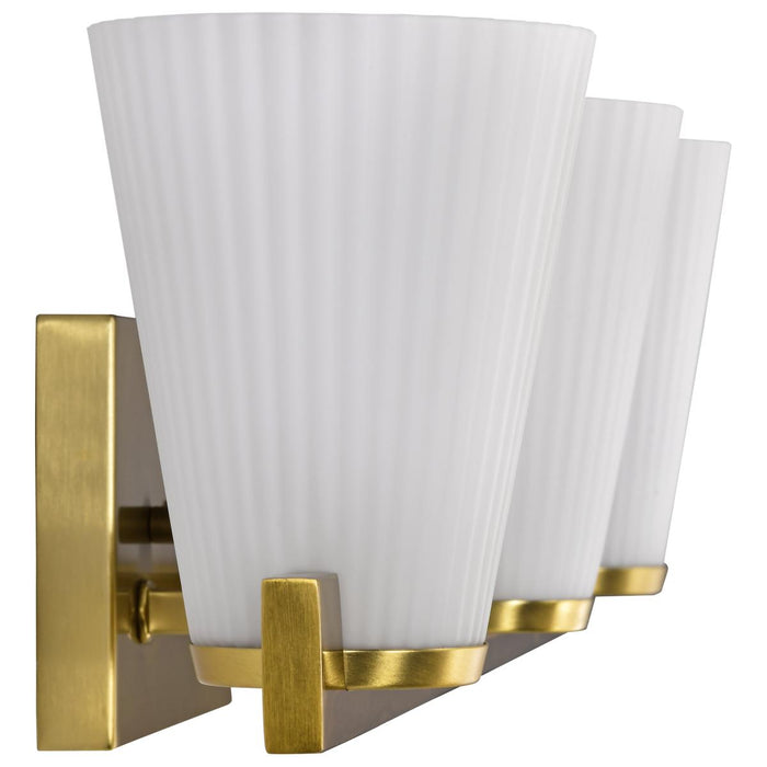 SATCO/NUVO Royale 3 Light Vanity Burnished Brass Finish Ribbed White Glass (60-8723)