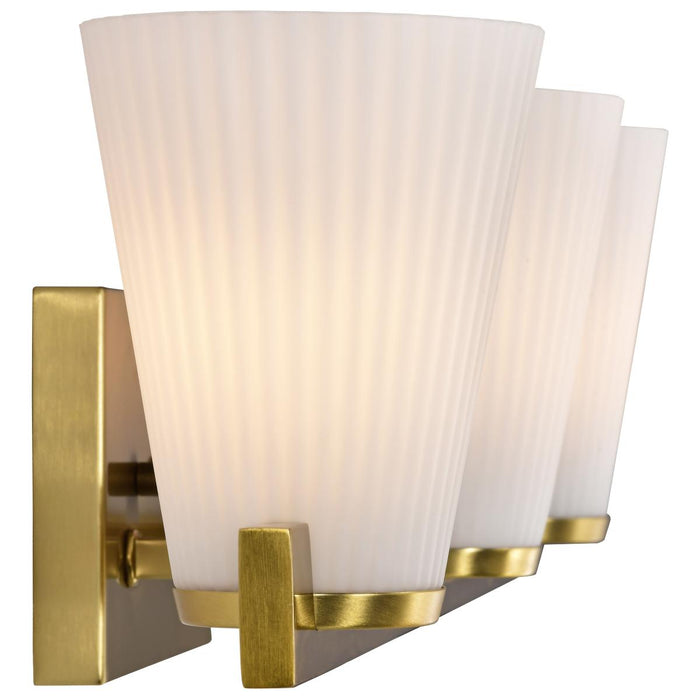 SATCO/NUVO Royale 3 Light Vanity Burnished Brass Finish Ribbed White Glass (60-8723)