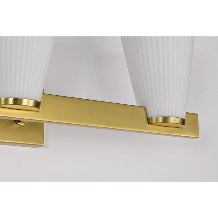 SATCO/NUVO Royale 3 Light Vanity Burnished Brass Finish Ribbed White Glass (60-8723)