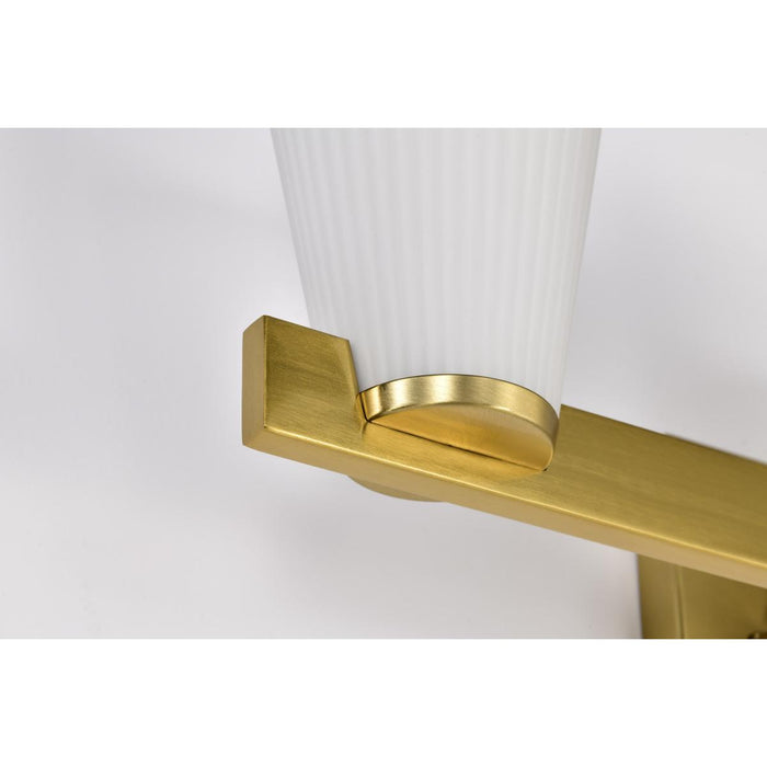 SATCO/NUVO Royale 3 Light Vanity Burnished Brass Finish Ribbed White Glass (60-8723)