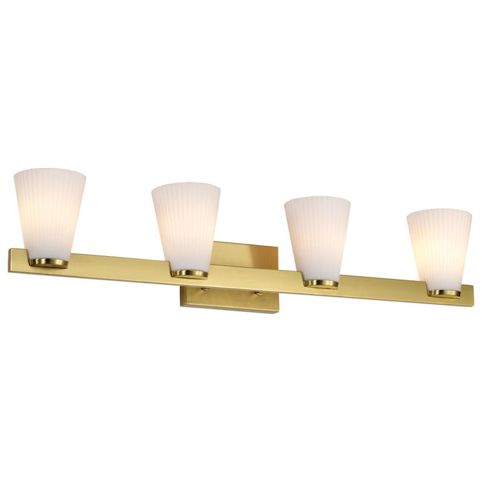 SATCO/NUVO Royale 4 Light Vanity Burnished Brass Finish Ribbed White Glass (60-8724)