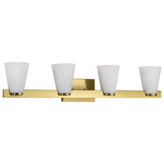 SATCO/NUVO Royale 4 Light Vanity Burnished Brass Finish Ribbed White Glass (60-8724)