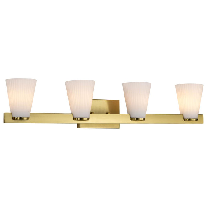 SATCO/NUVO Royale 4 Light Vanity Burnished Brass Finish Ribbed White Glass (60-8724)