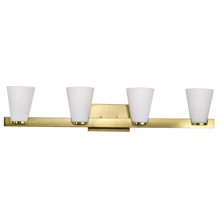 SATCO/NUVO Royale 4 Light Vanity Burnished Brass Finish Ribbed White Glass (60-8724)