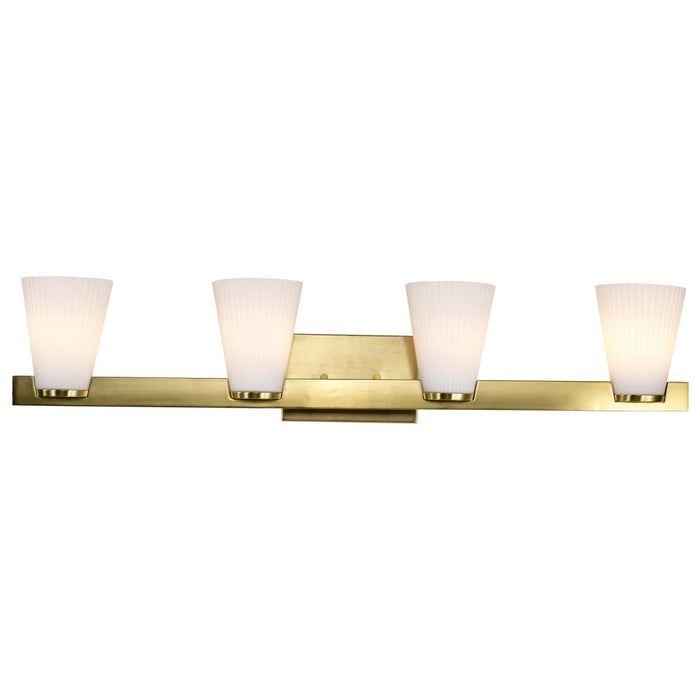 SATCO/NUVO Royale 4 Light Vanity Burnished Brass Finish Ribbed White Glass (60-8724)