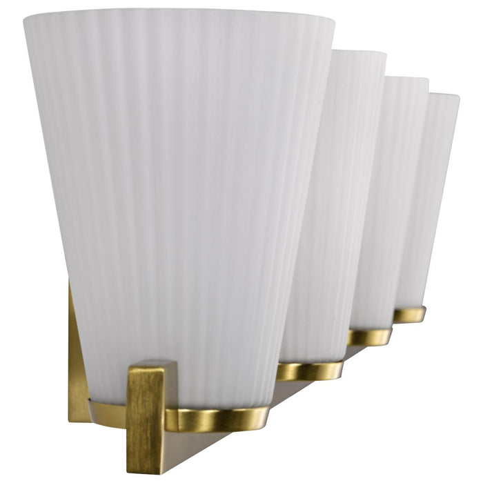 SATCO/NUVO Royale 4 Light Vanity Burnished Brass Finish Ribbed White Glass (60-8724)