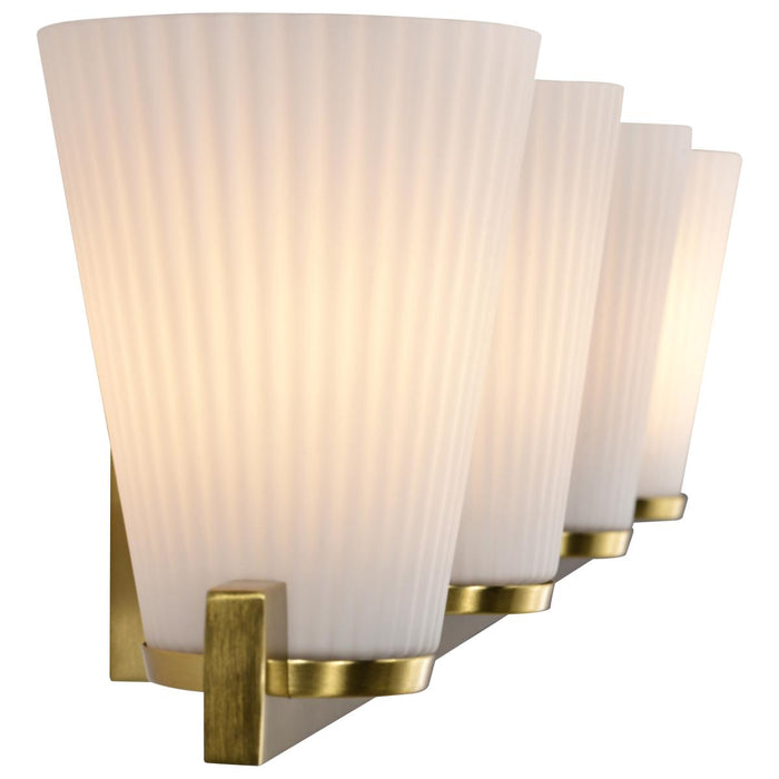 SATCO/NUVO Royale 4 Light Vanity Burnished Brass Finish Ribbed White Glass (60-8724)