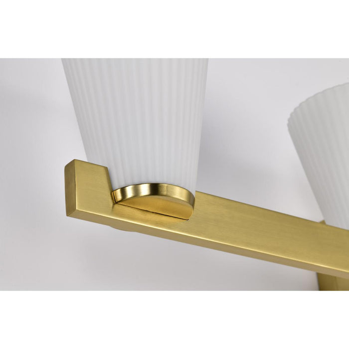 SATCO/NUVO Royale 4 Light Vanity Burnished Brass Finish Ribbed White Glass (60-8724)