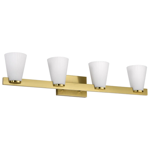 SATCO/NUVO Royale 4 Light Vanity Burnished Brass Finish Ribbed White Glass (60-8724)