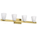 SATCO/NUVO Royale 4 Light Vanity Burnished Brass Finish Ribbed White Glass (60-8724)