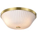 SATCO/NUVO Royale 3 Light Flush Mount Burnished Brass Finish Ribbed White Glass (60-8725)