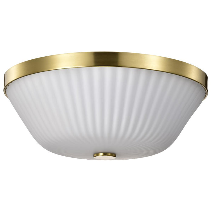 SATCO/NUVO Royale 3 Light Flush Mount Burnished Brass Finish Ribbed White Glass (60-8725)