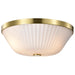 SATCO/NUVO Royale 3 Light Flush Mount Burnished Brass Finish Ribbed White Glass (60-8725)