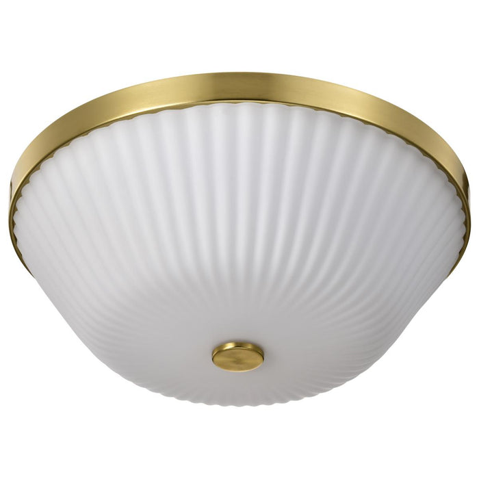 SATCO/NUVO Royale 3 Light Flush Mount Burnished Brass Finish Ribbed White Glass (60-8725)