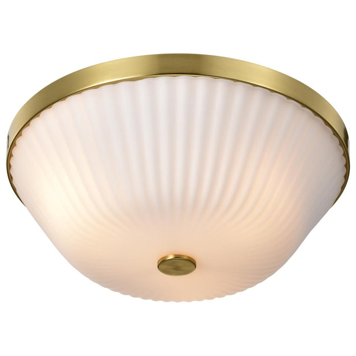 SATCO/NUVO Royale 3 Light Flush Mount Burnished Brass Finish Ribbed White Glass (60-8725)