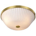 SATCO/NUVO Royale 3 Light Flush Mount Burnished Brass Finish Ribbed White Glass (60-8725)