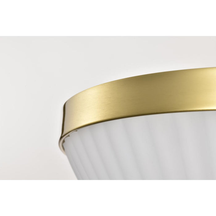 SATCO/NUVO Royale 3 Light Flush Mount Burnished Brass Finish Ribbed White Glass (60-8725)