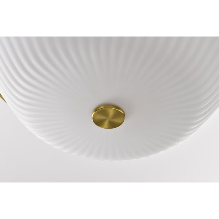 SATCO/NUVO Royale 3 Light Flush Mount Burnished Brass Finish Ribbed White Glass (60-8725)