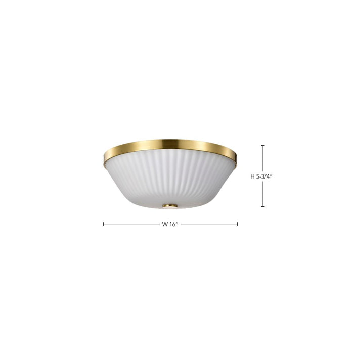SATCO/NUVO Royale 3 Light Flush Mount Burnished Brass Finish Ribbed White Glass (60-8725)