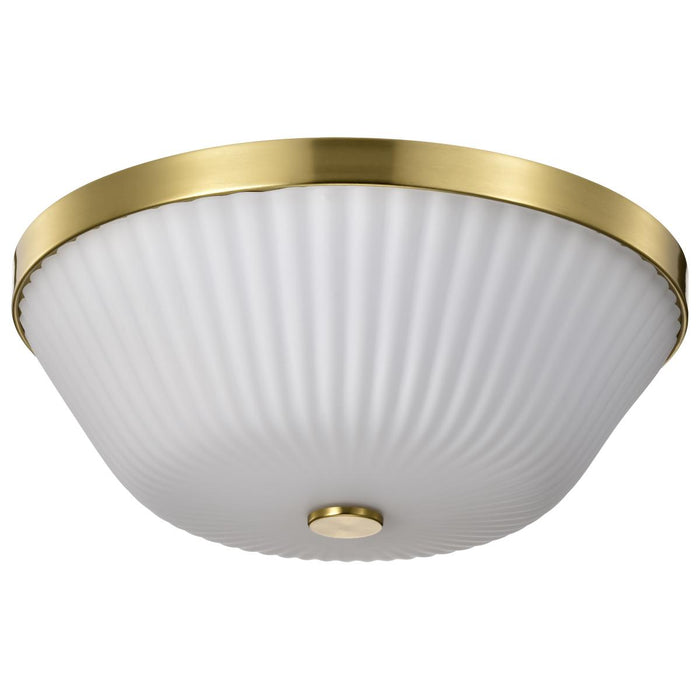 SATCO/NUVO Royale 3 Light Flush Mount Burnished Brass Finish Ribbed White Glass (60-8725)