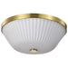SATCO/NUVO Royale 3 Light Flush Mount Burnished Brass Finish Ribbed White Glass (60-8725)