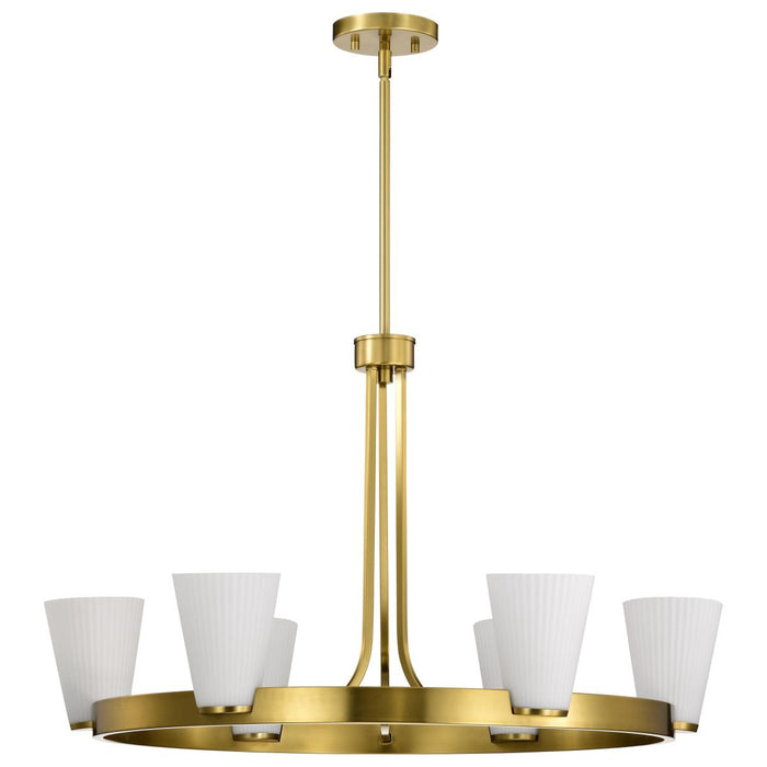 SATCO/NUVO Royale 6 Light Chandelier Burnished Brass Finish Ribbed White Glass (60-8726)