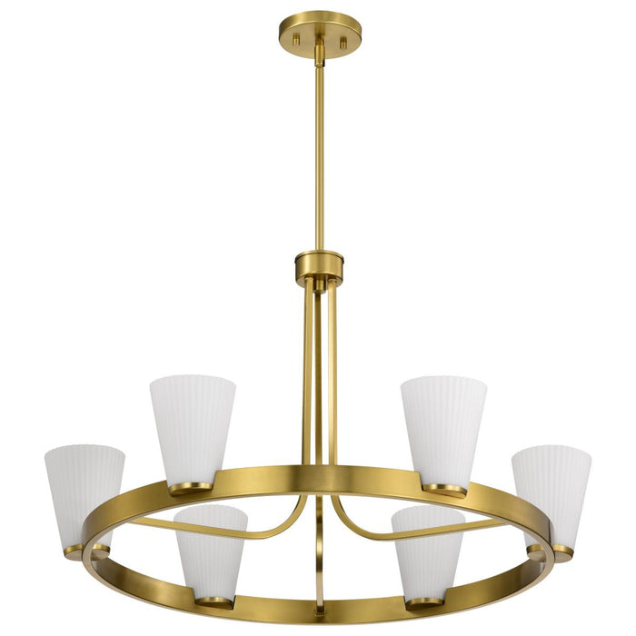 SATCO/NUVO Royale 6 Light Chandelier Burnished Brass Finish Ribbed White Glass (60-8726)