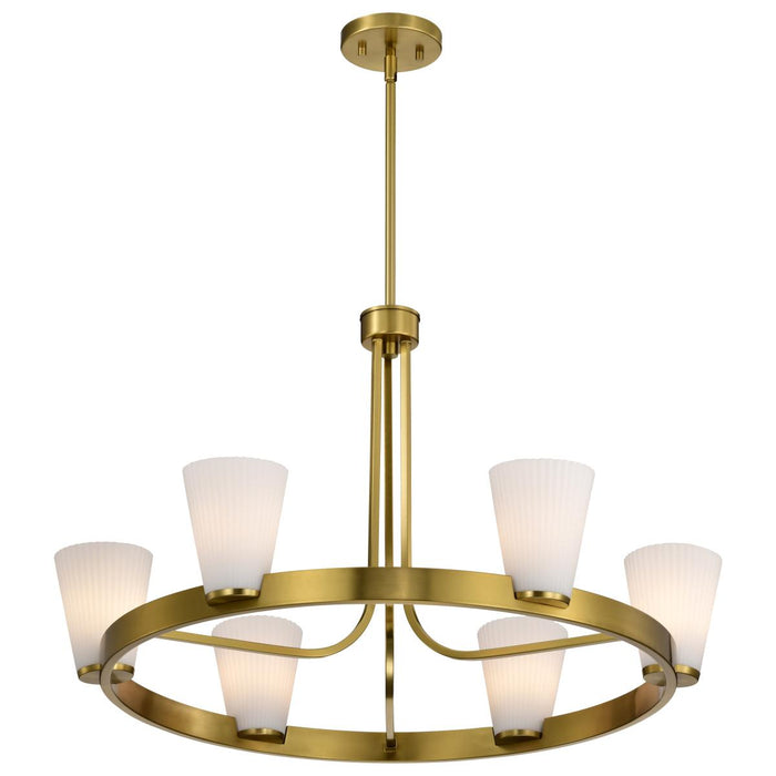 SATCO/NUVO Royale 6 Light Chandelier Burnished Brass Finish Ribbed White Glass (60-8726)