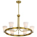 SATCO/NUVO Royale 6 Light Chandelier Burnished Brass Finish Ribbed White Glass (60-8726)