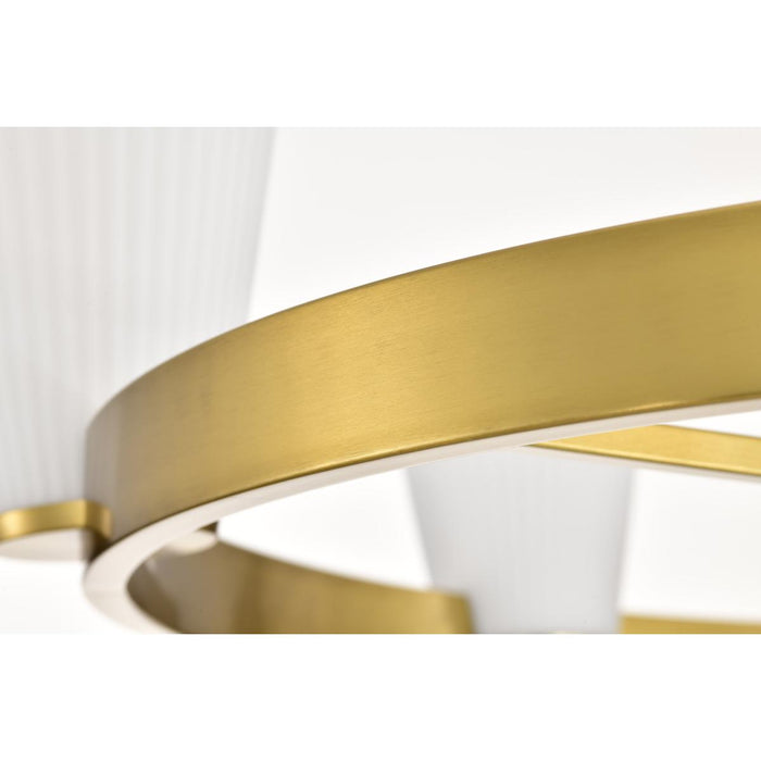 SATCO/NUVO Royale 6 Light Chandelier Burnished Brass Finish Ribbed White Glass (60-8726)