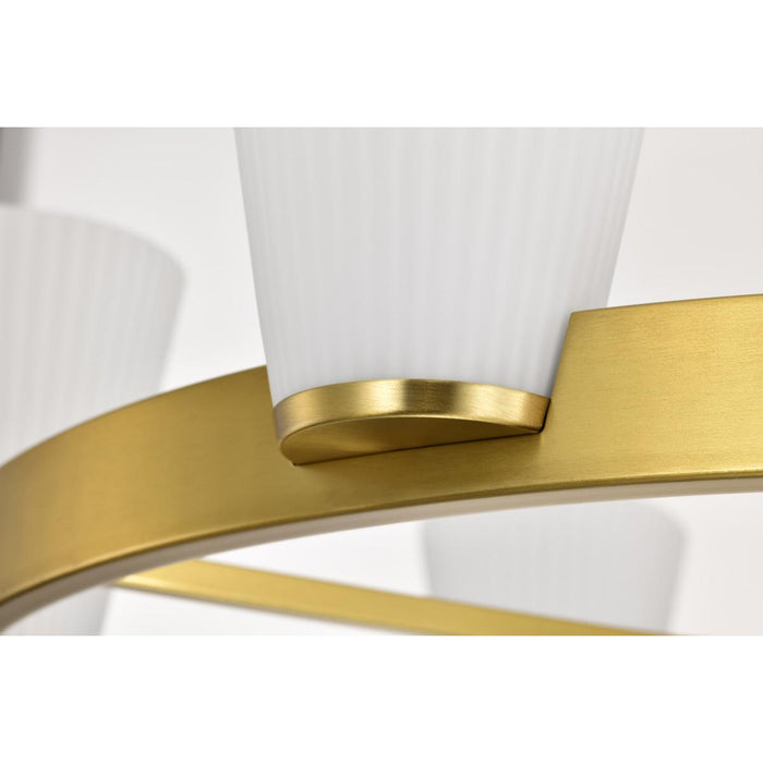SATCO/NUVO Royale 6 Light Chandelier Burnished Brass Finish Ribbed White Glass (60-8726)