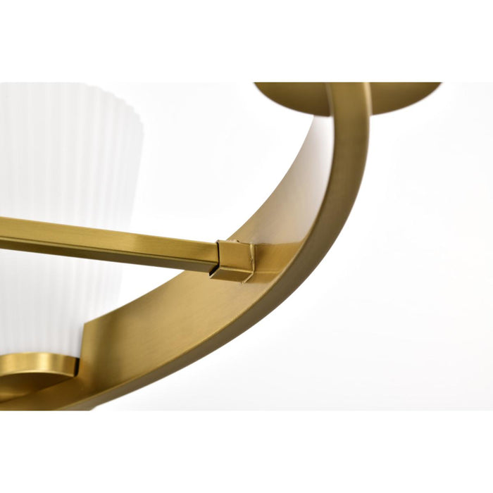 SATCO/NUVO Royale 6 Light Chandelier Burnished Brass Finish Ribbed White Glass (60-8726)