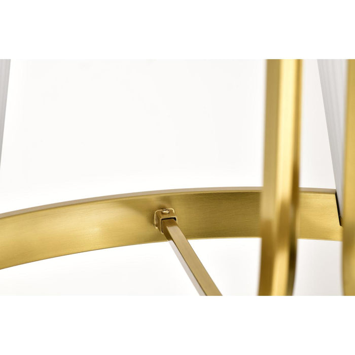 SATCO/NUVO Royale 6 Light Chandelier Burnished Brass Finish Ribbed White Glass (60-8726)