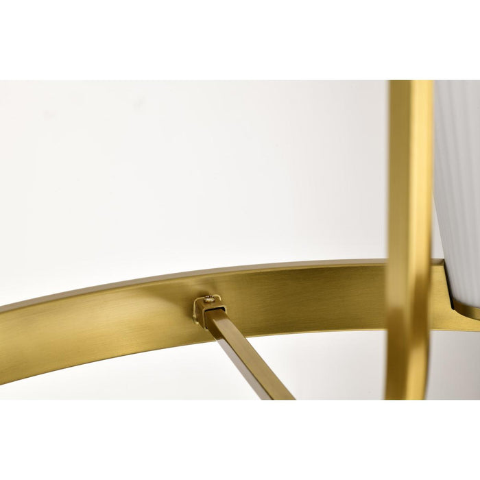 SATCO/NUVO Royale 6 Light Chandelier Burnished Brass Finish Ribbed White Glass (60-8726)