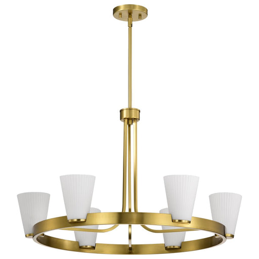 SATCO/NUVO Royale 6 Light Chandelier Burnished Brass Finish Ribbed White Glass (60-8726)